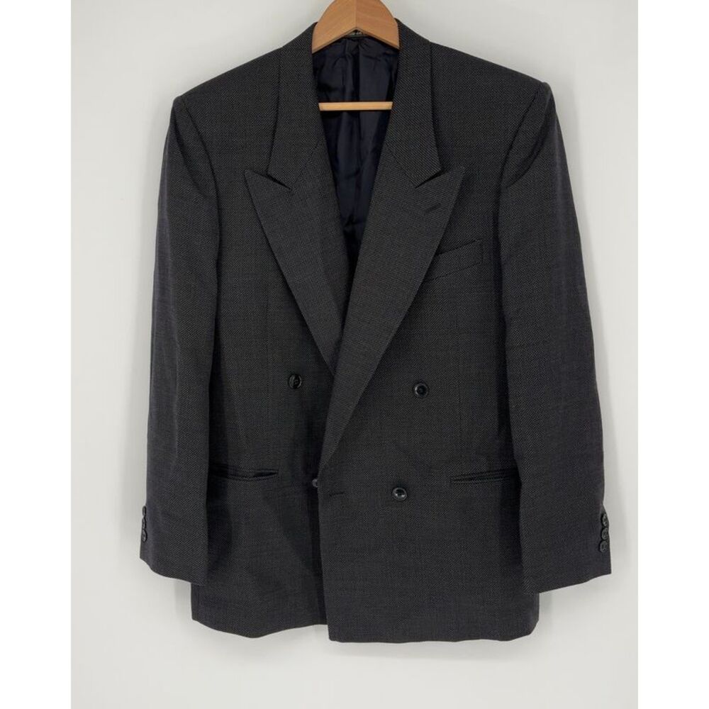 Giorgio Armani Double Breasted Nail Head Wool Suit